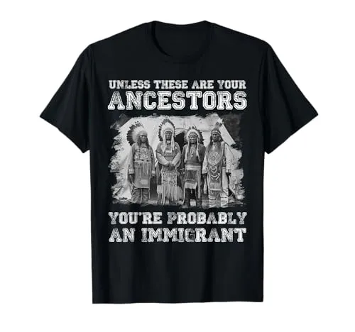 American Indian You're Probably An Immigrant T-Shirt - Red, Lightweight, Classic Fit