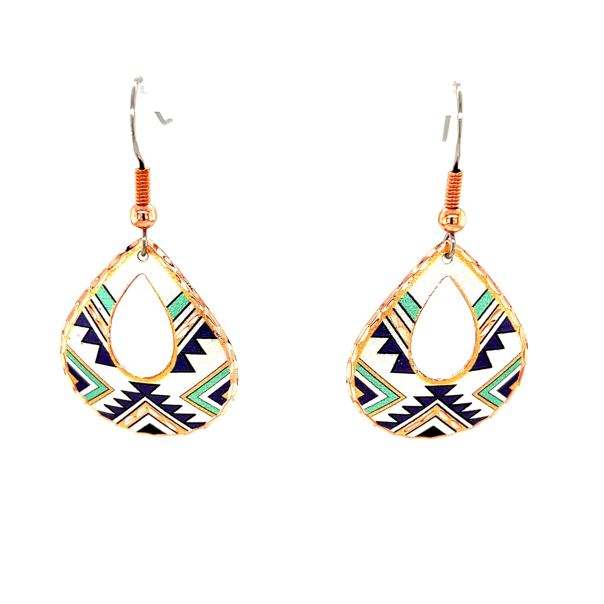 Artisan-crafted Southwest Native American Earrings for Women - Copper Zigzag Tribal Design