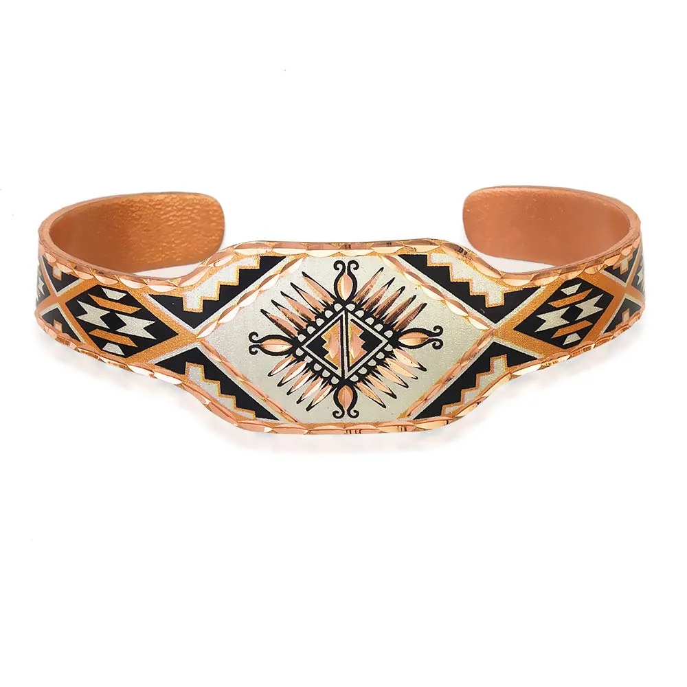 Artisan-Crafted Unisex Copper Bracelets with Sunburst Motif - Handmade Watch Style Jewelry