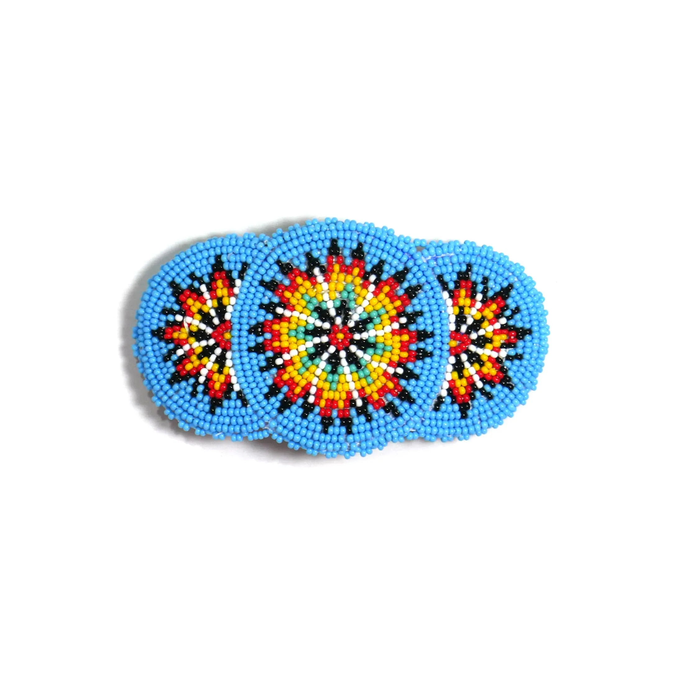 Beaded Hair Clips Native American Style Handmade Collection Skyblue Pattern 16H