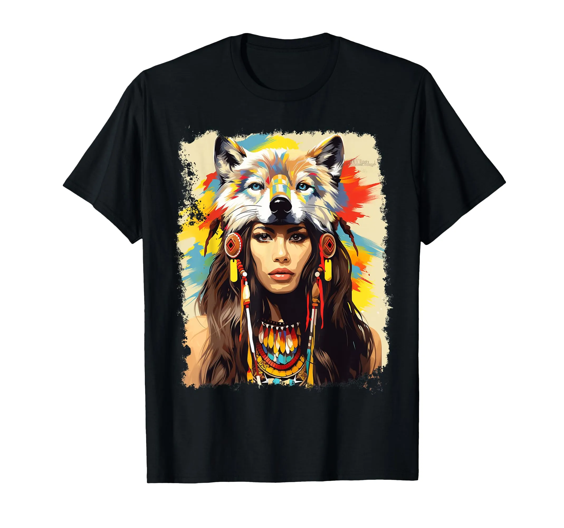 Beautiful Native American Women T-Shirt - Indigenous Wolfwear, Lightweight, Classic Fit