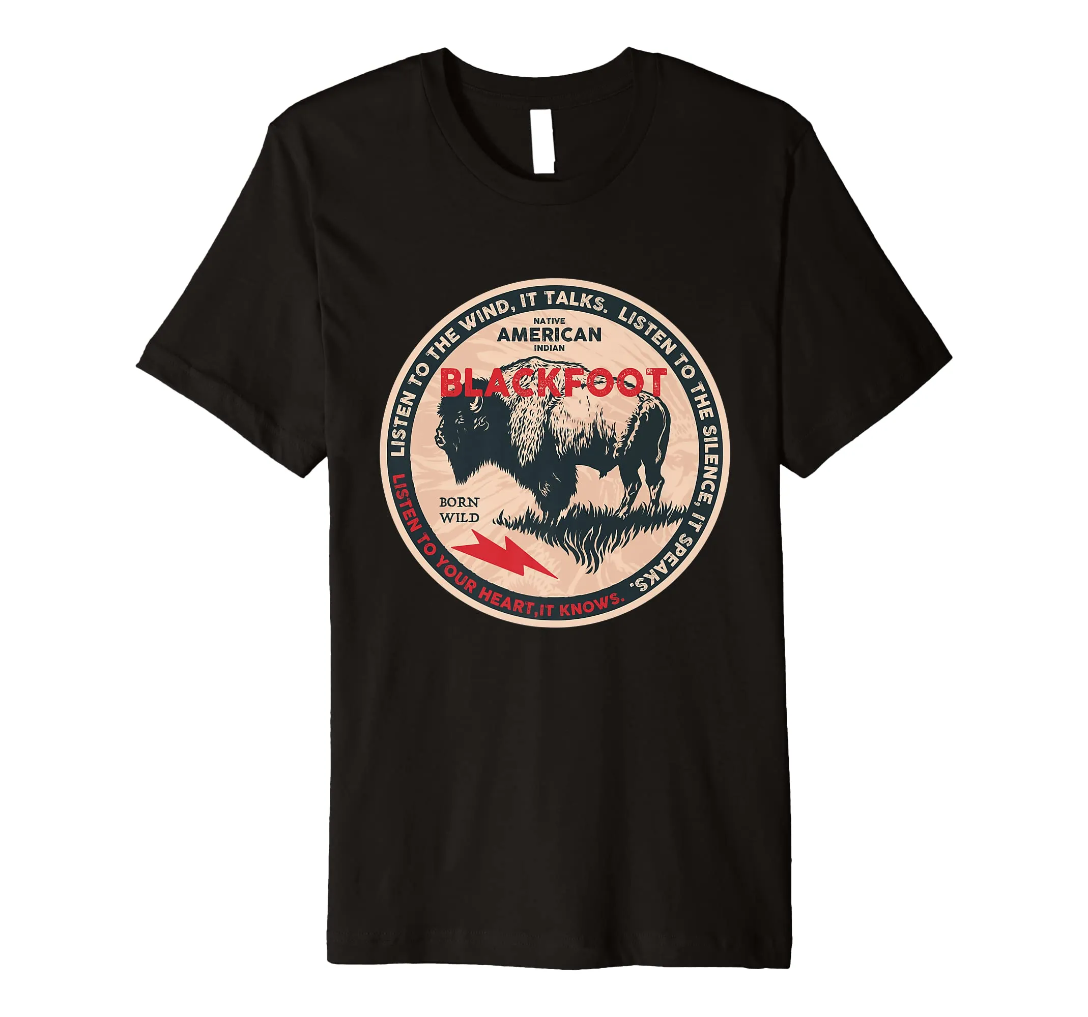 Blackfoot Native American Freedom Wild Buffalo Premium T-Shirt - Lightweight & Retro Design