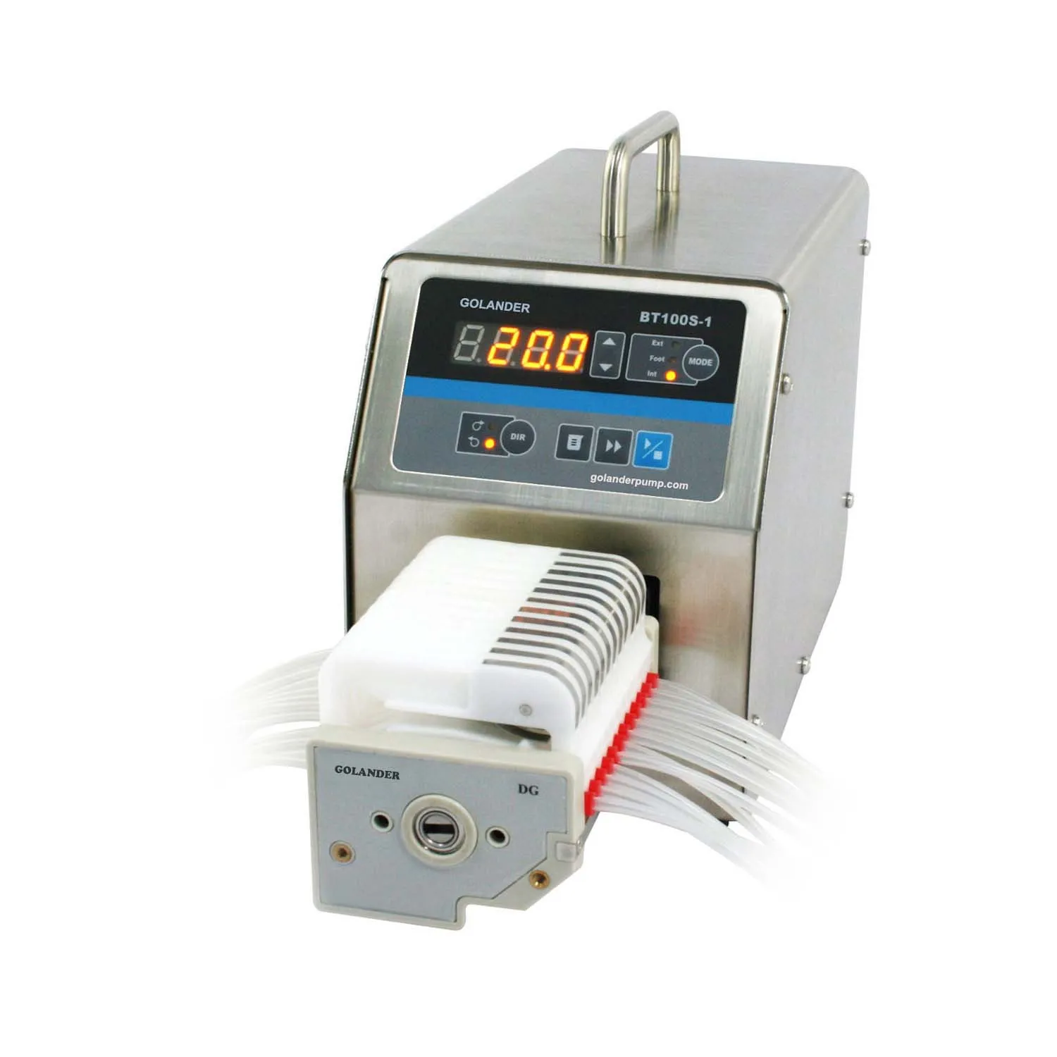 BT100S-1 Variable Speed Peristaltic Pump, 12 Channels, Flow Rate 0.00011-20 mL/min, Stainless Steel