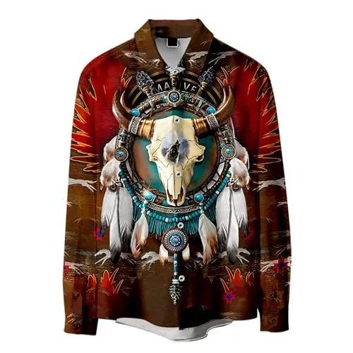 Casual Native American Long Sleeve T-Shirt Unisex, X-Small - Lightweight & Comfortable