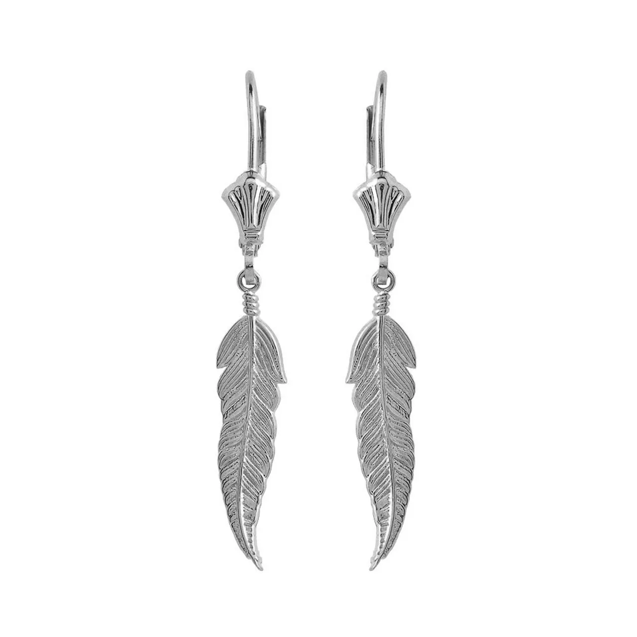 Certified 925 Sterling Silver Native American Feather Leaf Dangle Earrings - Handmade & Giftable