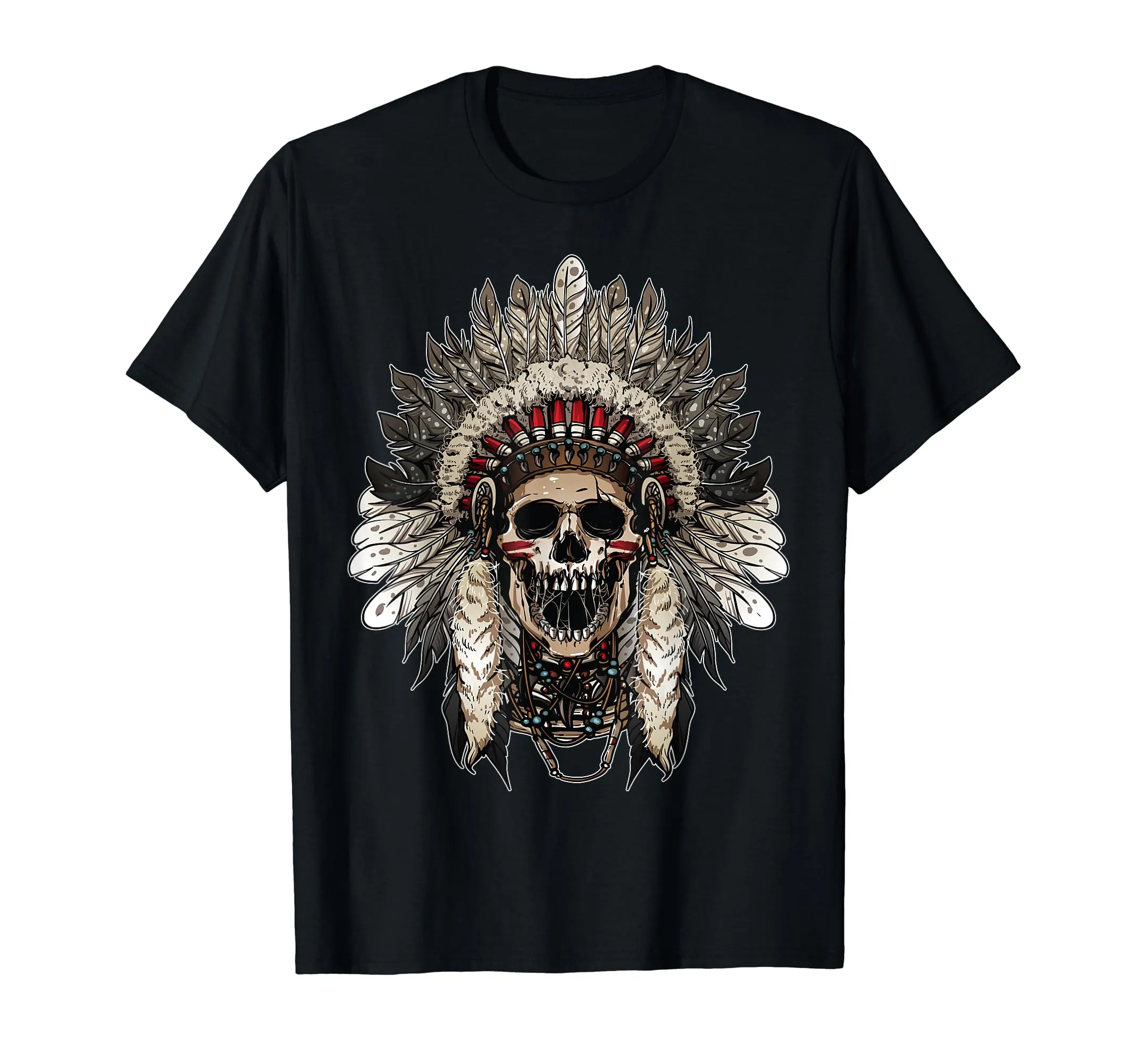 Chief Head Indian Warbonnets Headdress T-Shirt - Celebrate Native American Culture, Lightweight