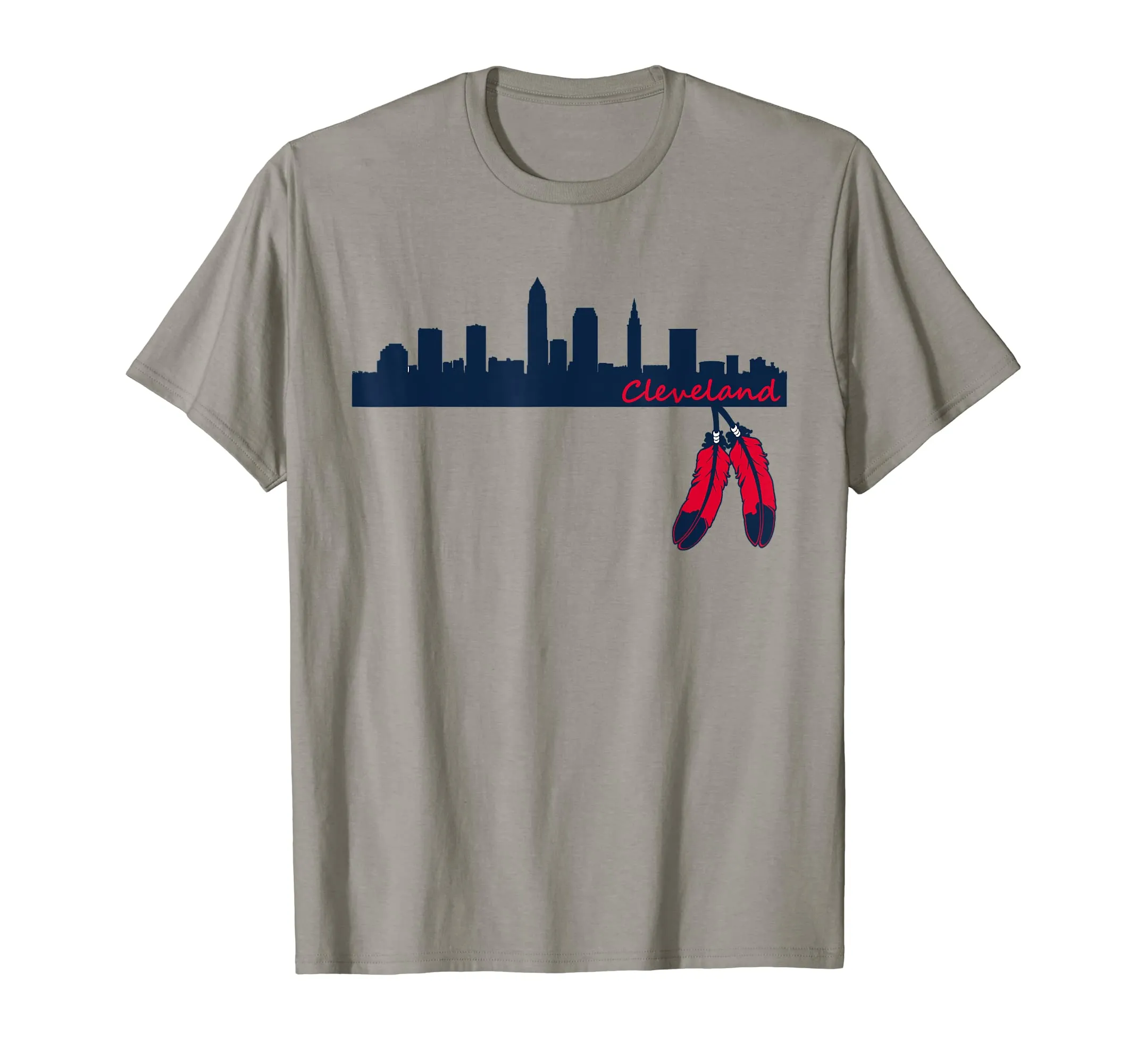 Cleveland Skyline Native American Feather T-Shirt, Lightweight Classic Fit, Perfect Gift Idea