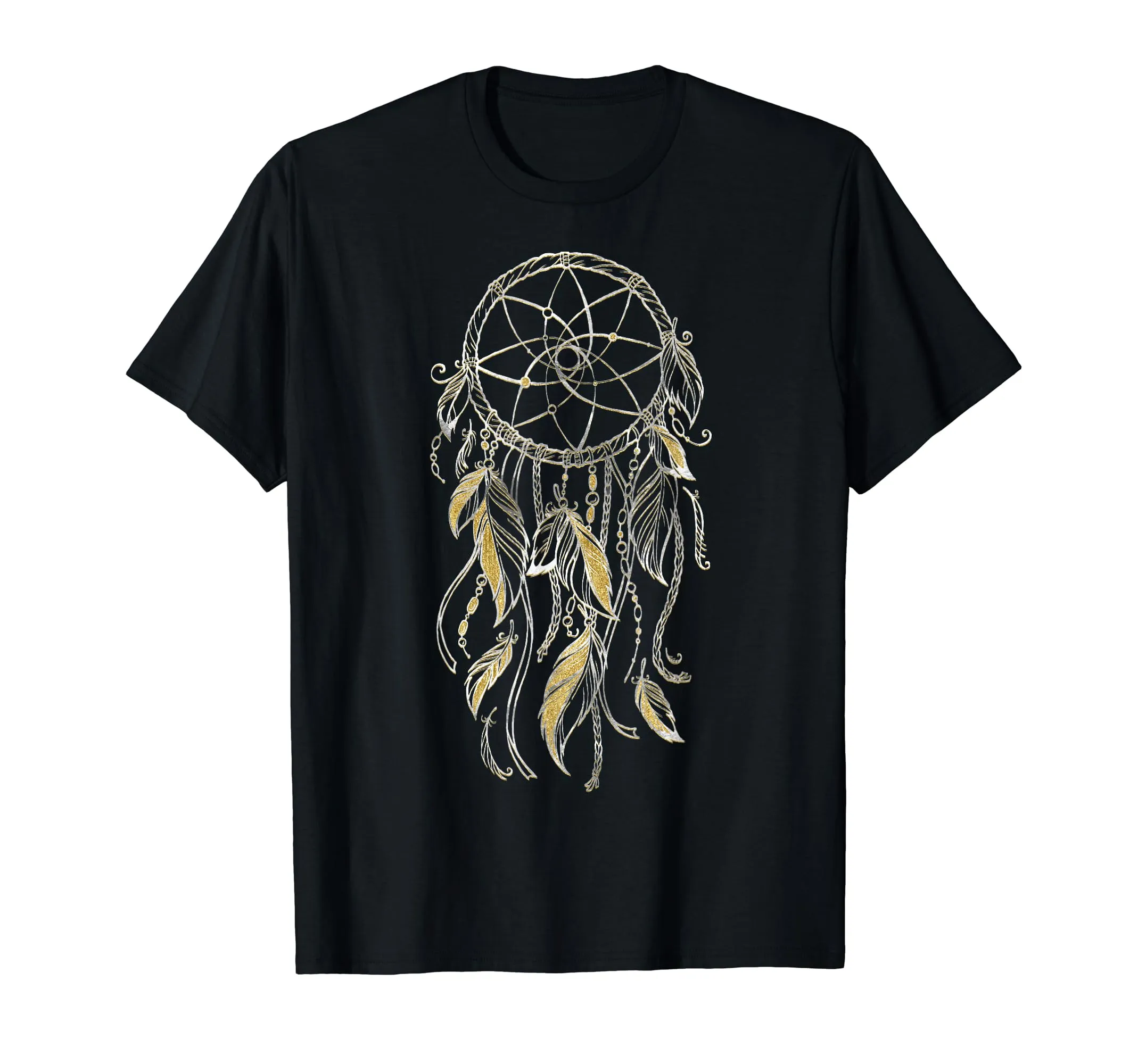 Dream Catcher Native American Tee - Lightweight Tribal T-Shirt with Feather Bead Design