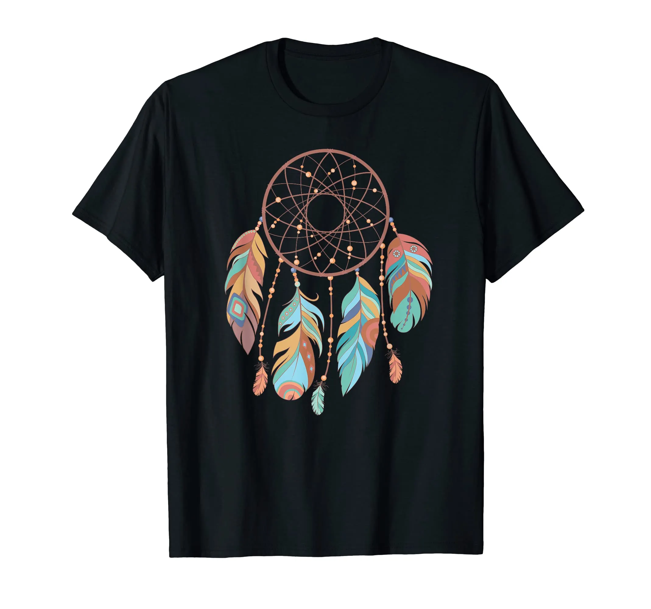 Dream Catcher T-Shirt with Native American Feathers - Celebrate Tribal Culture & Minimalism