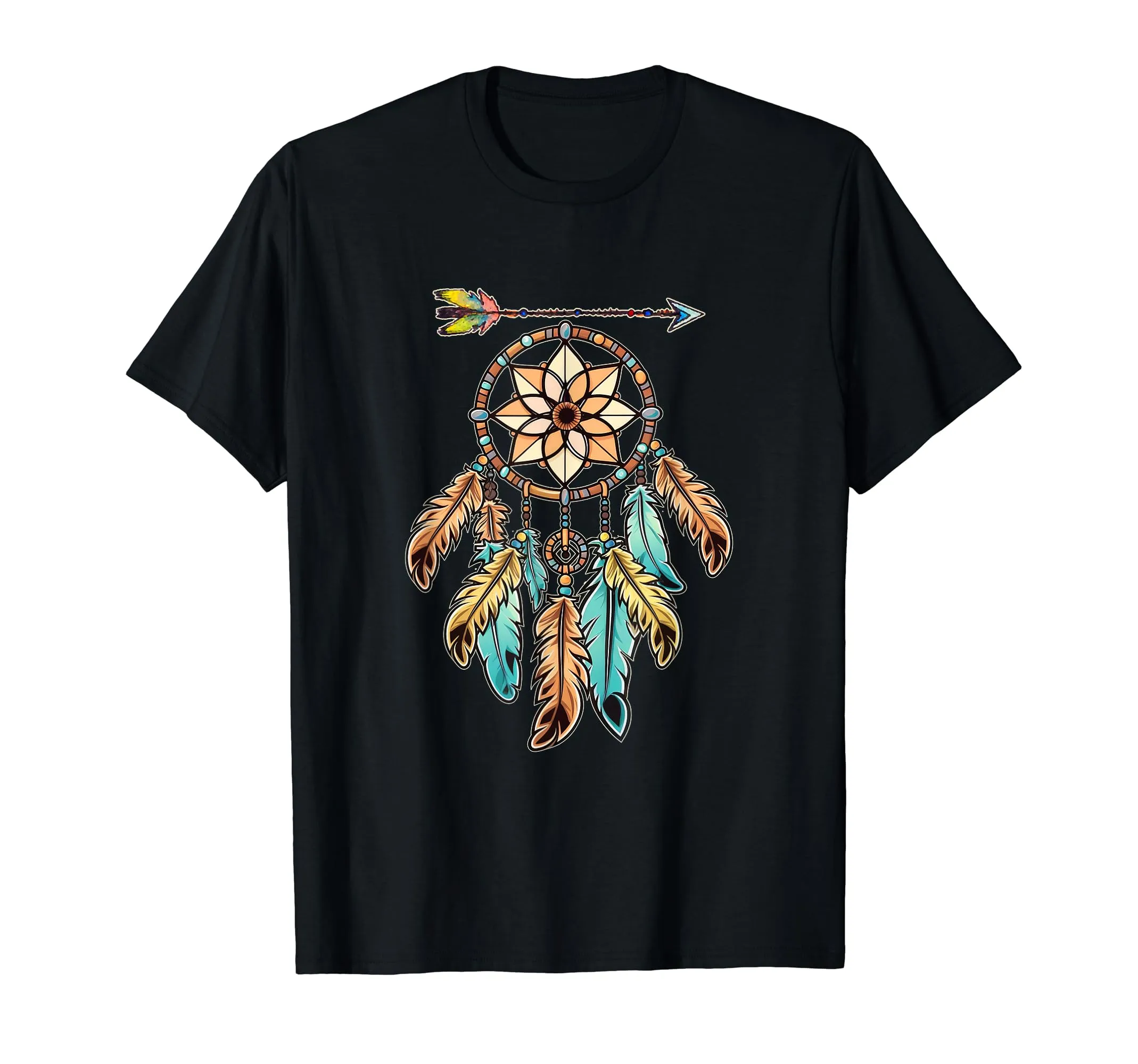 Dream Catcher White Buffalo T-Shirt - Native American Boho Style, Lightweight Classic Fit