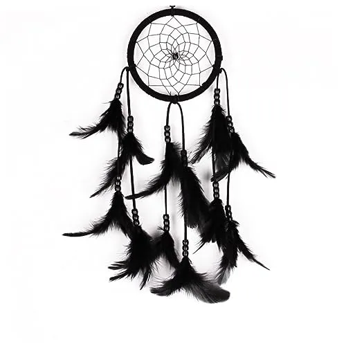 Garneck Handmade Dreamcatcher Wind Chime Black Acrylic and Lint 11cm Diameter 40-50cm Length