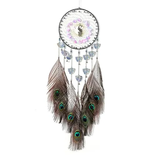 Hand Woven Wind Chimes Dreamcatcher Pendant with Feathers – Unique Wall Hanging Ornament