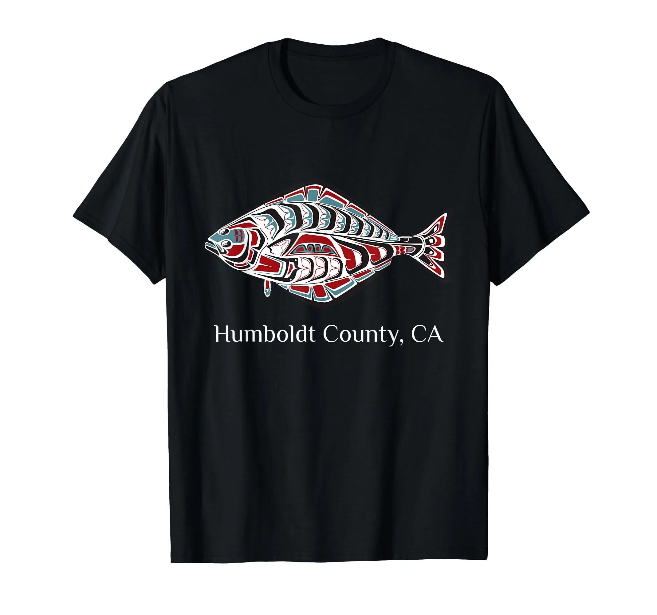 Humboldt County CA Halibut T-Shirt - Native American Indian Design, Lightweight, Classic Fit