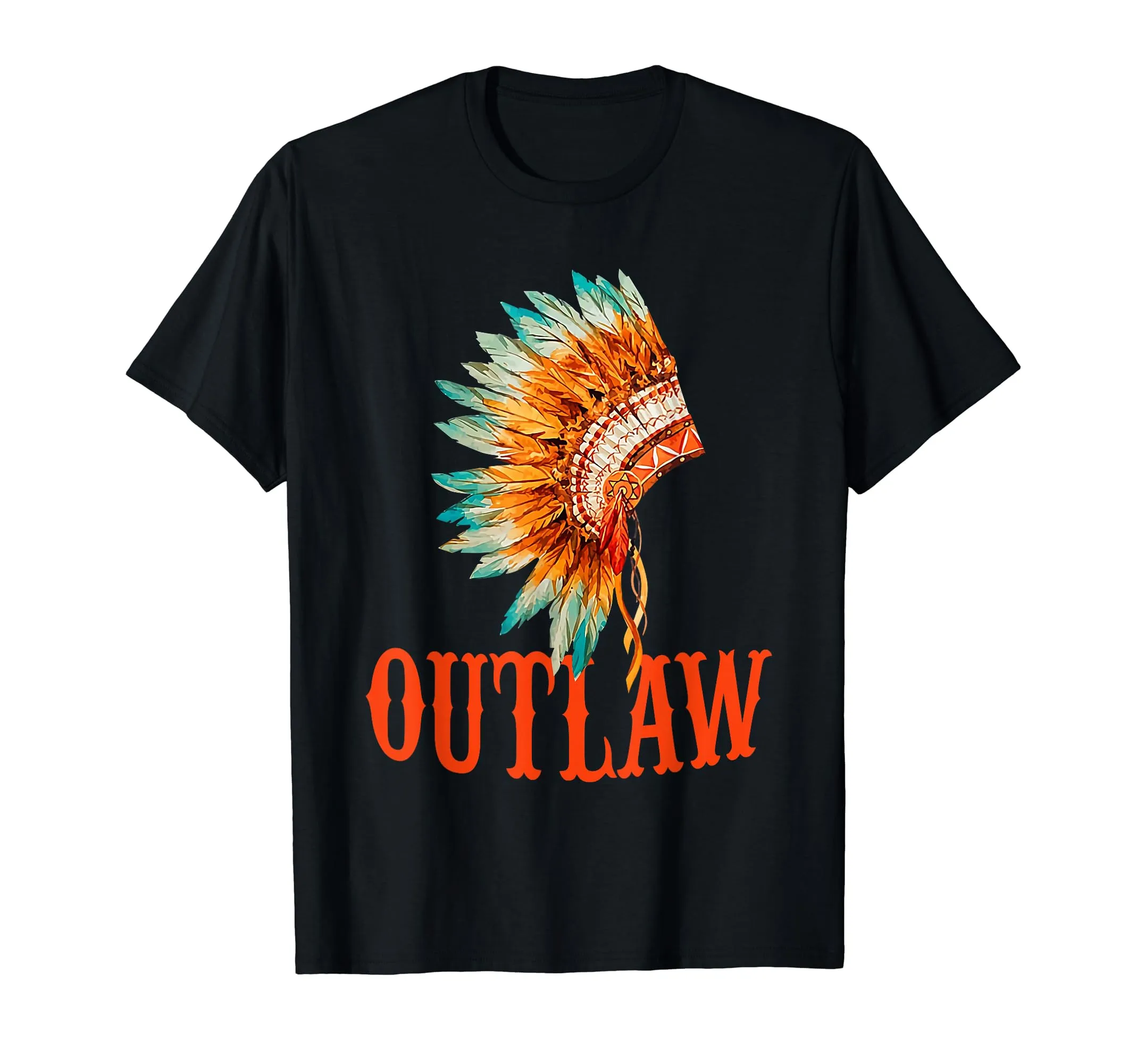 Indian Outlaw Headdress T-Shirt - Lightweight Graphic Tee for Women, Teens & Gifts