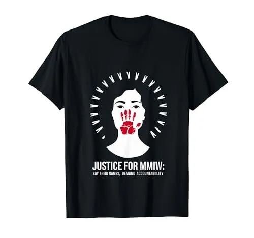 Justice for MMIW Native American T-Shirt with Red Handprint, Lightweight Classic Fit