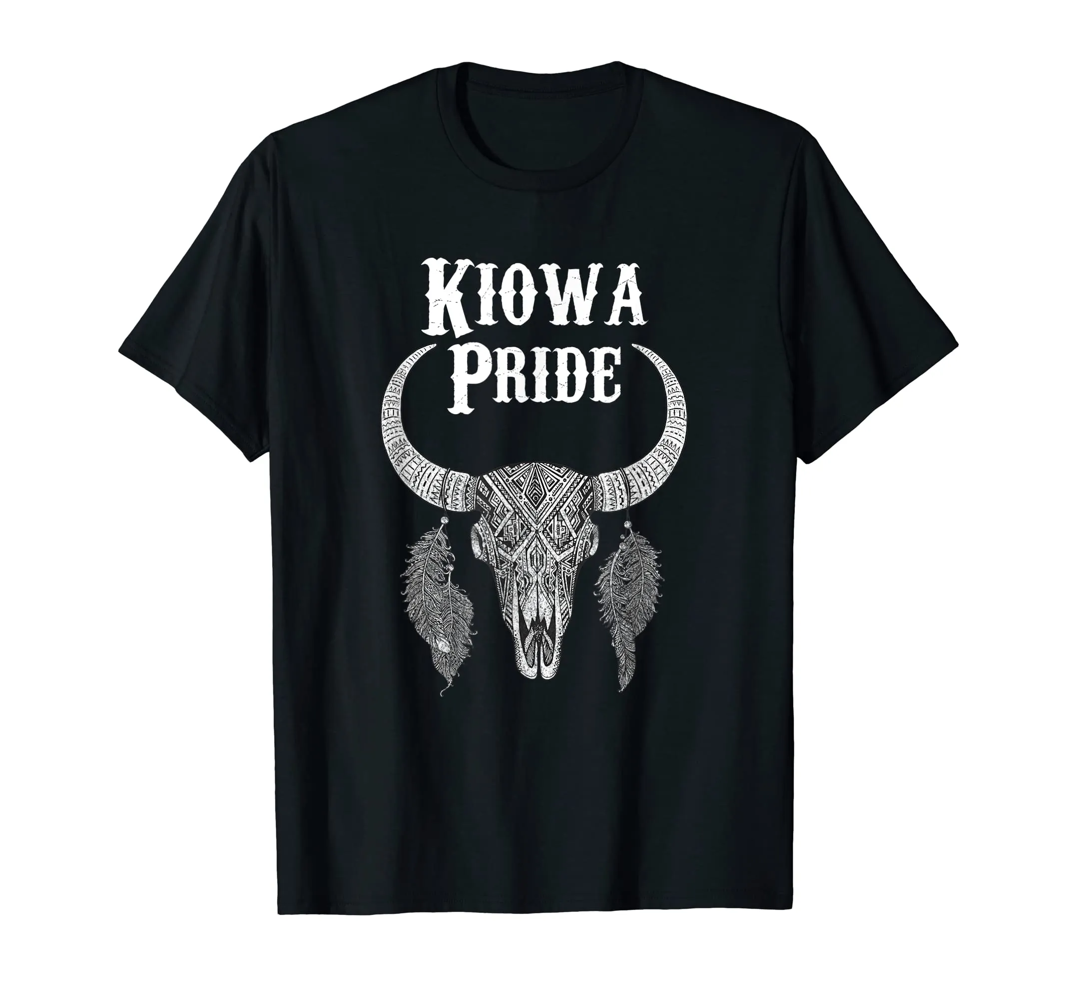 Kiowa Pride Tribe Native American Buffalo T-Shirt - Lightweight, Classic Fit, Feathers Design