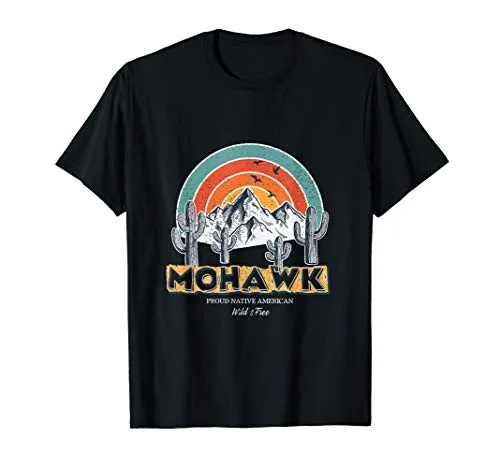 Mohawk Native American Indian Pride Retro 1960's T-Shirt - Lightweight Classic Fit