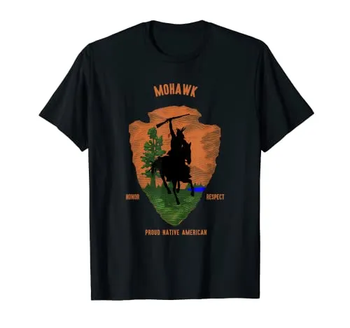 Mohawk Native American Retro Arrow T-Shirt - Lightweight Classic Fit, Hand Drawn Logo