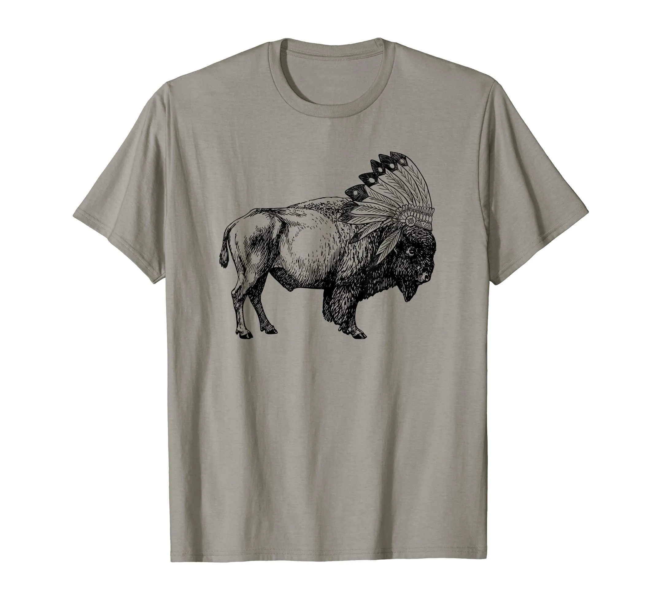 Native American Buffalo Headdress T-Shirt - Lightweight Classic Fit Bison Apparel Gift