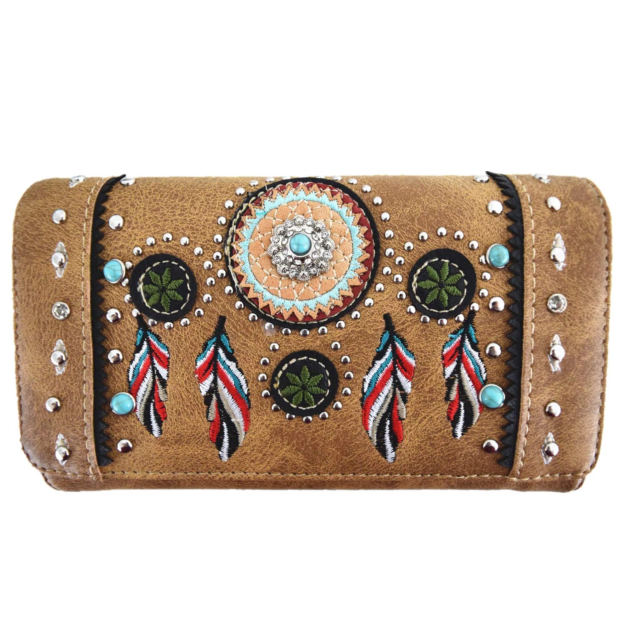 Native American Chieftain Cactus Feather Concealed Carry Purse Tote Handbag for Women