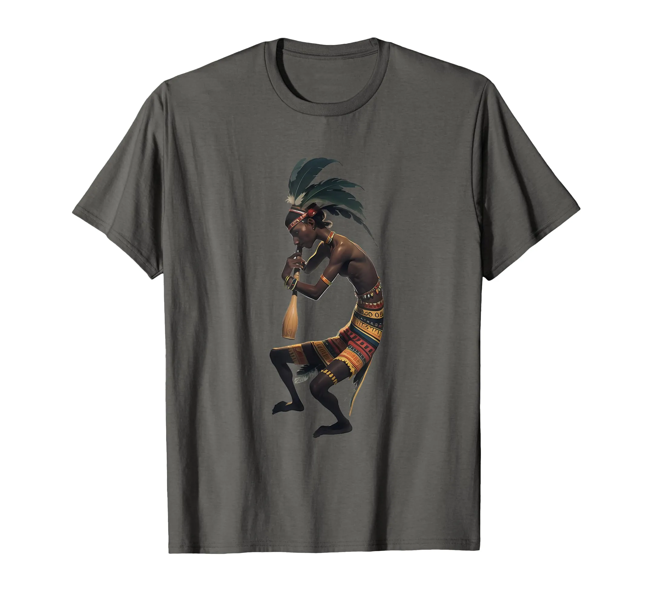 Native American Dancing Kokopelli T-Shirt, Lightweight Classic Fit, Tribal Dancer Flute Player