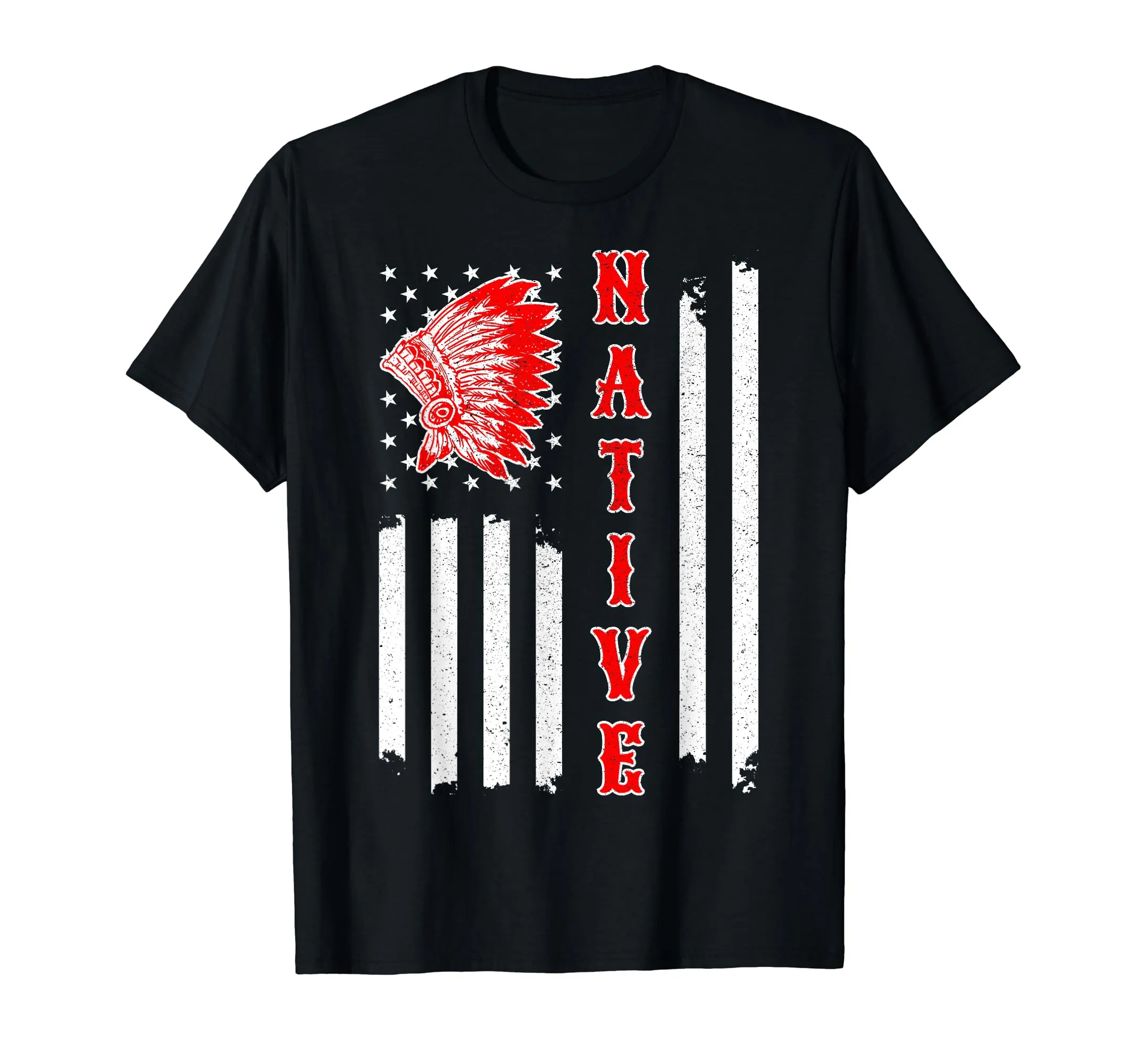 Native American Day Flag T-Shirt – Lightweight Classic Fit, Double-Needle Hem, USA Indian Pride