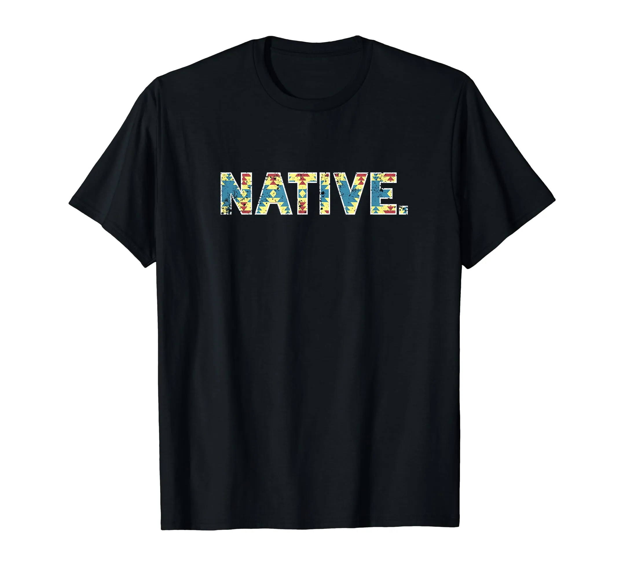 Native American Distressed T-Shirt with Eagle Feathers, Cool Graphic Design, Classic Fit