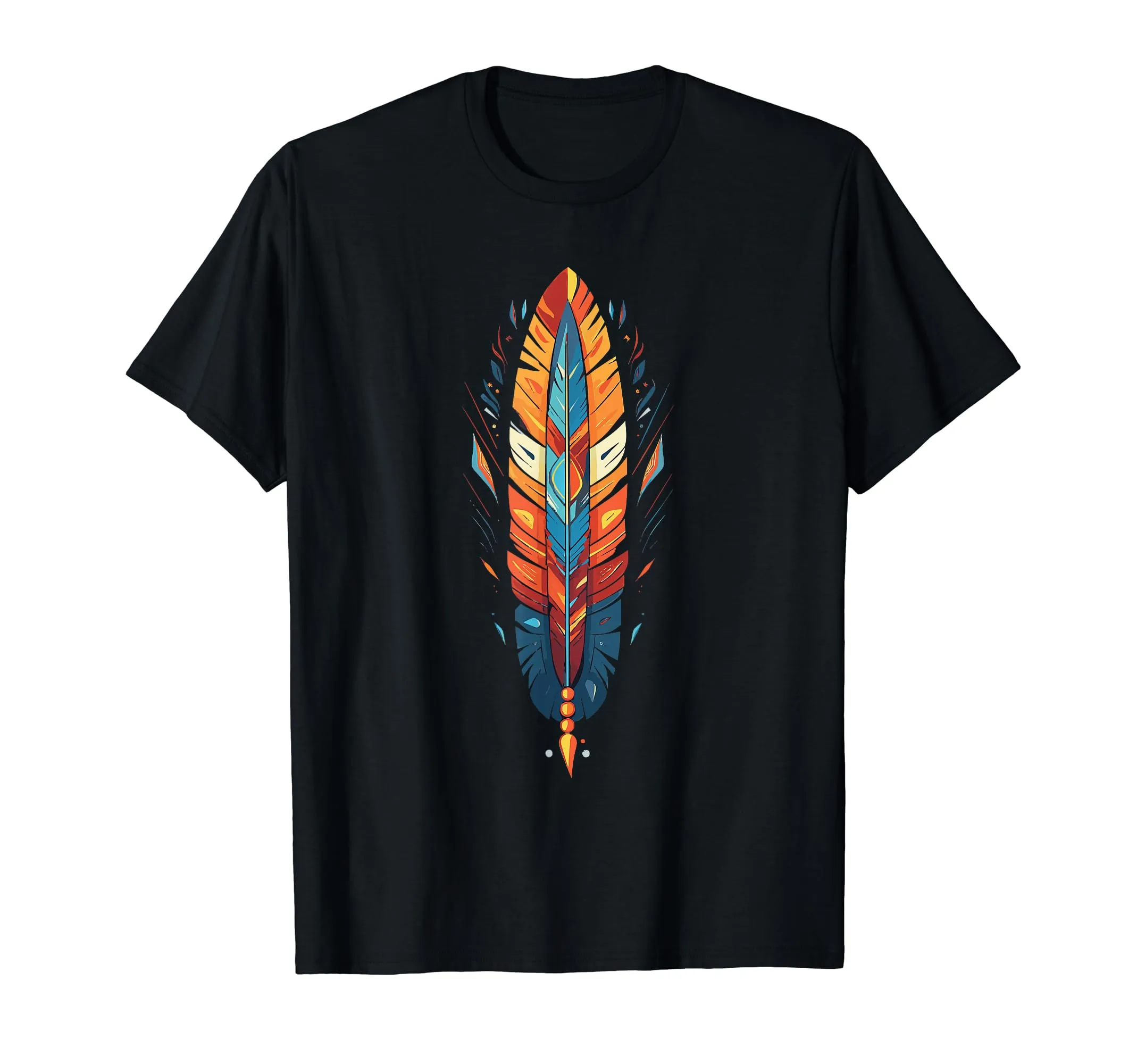 Native American Feather Tribal T-Shirt - Indigenous Feathers, Lightweight, Classic Fit, Proud Culture