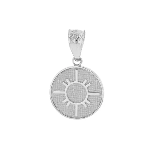 Native American Geometric Sun Symbol Pendant Necklace in 14Kt Gold - Timeless Elegance