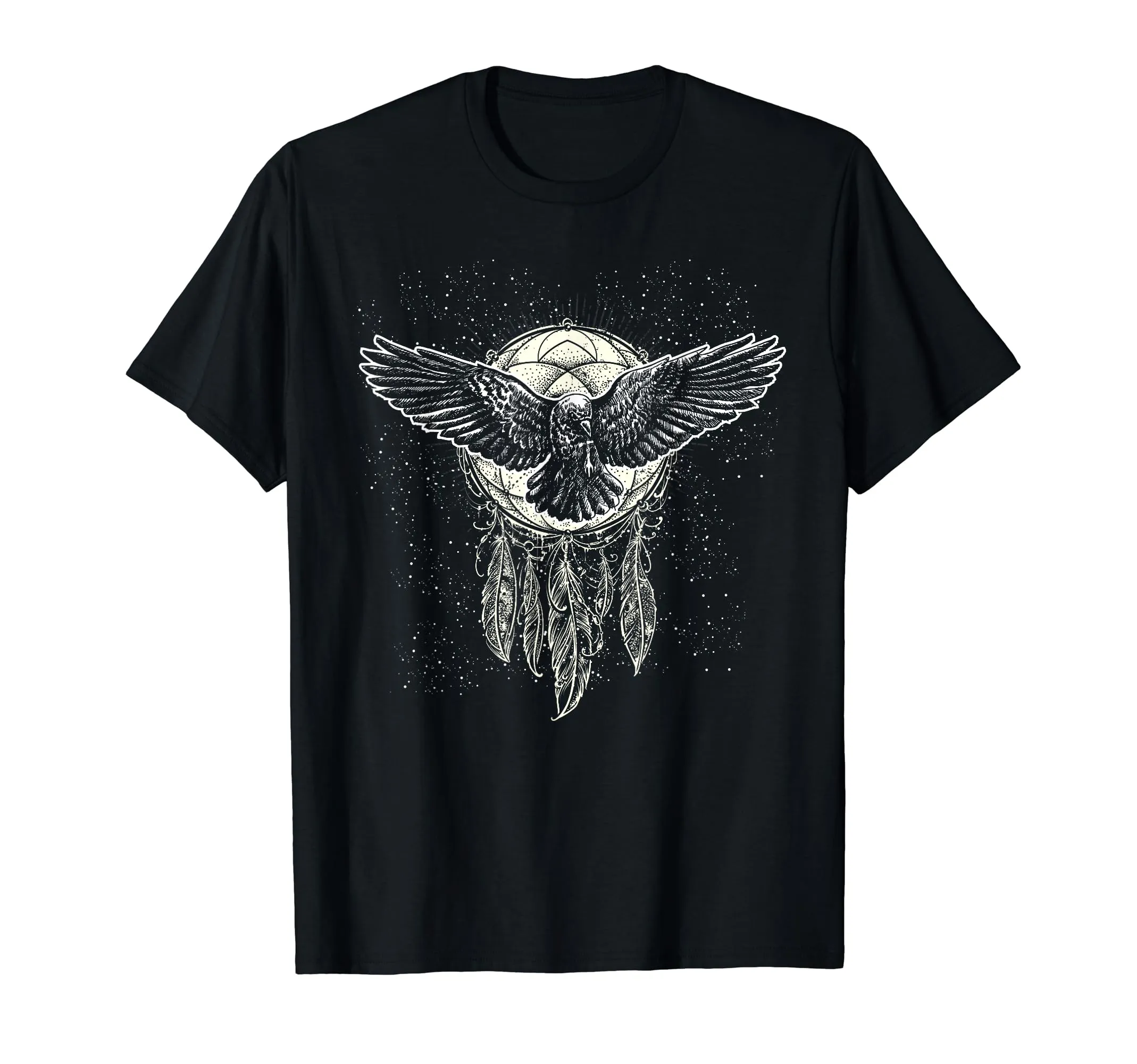 Native American Indian Crow Dreamcatcher T-Shirt for Ojibwe Fans, Lightweight Classic Fit