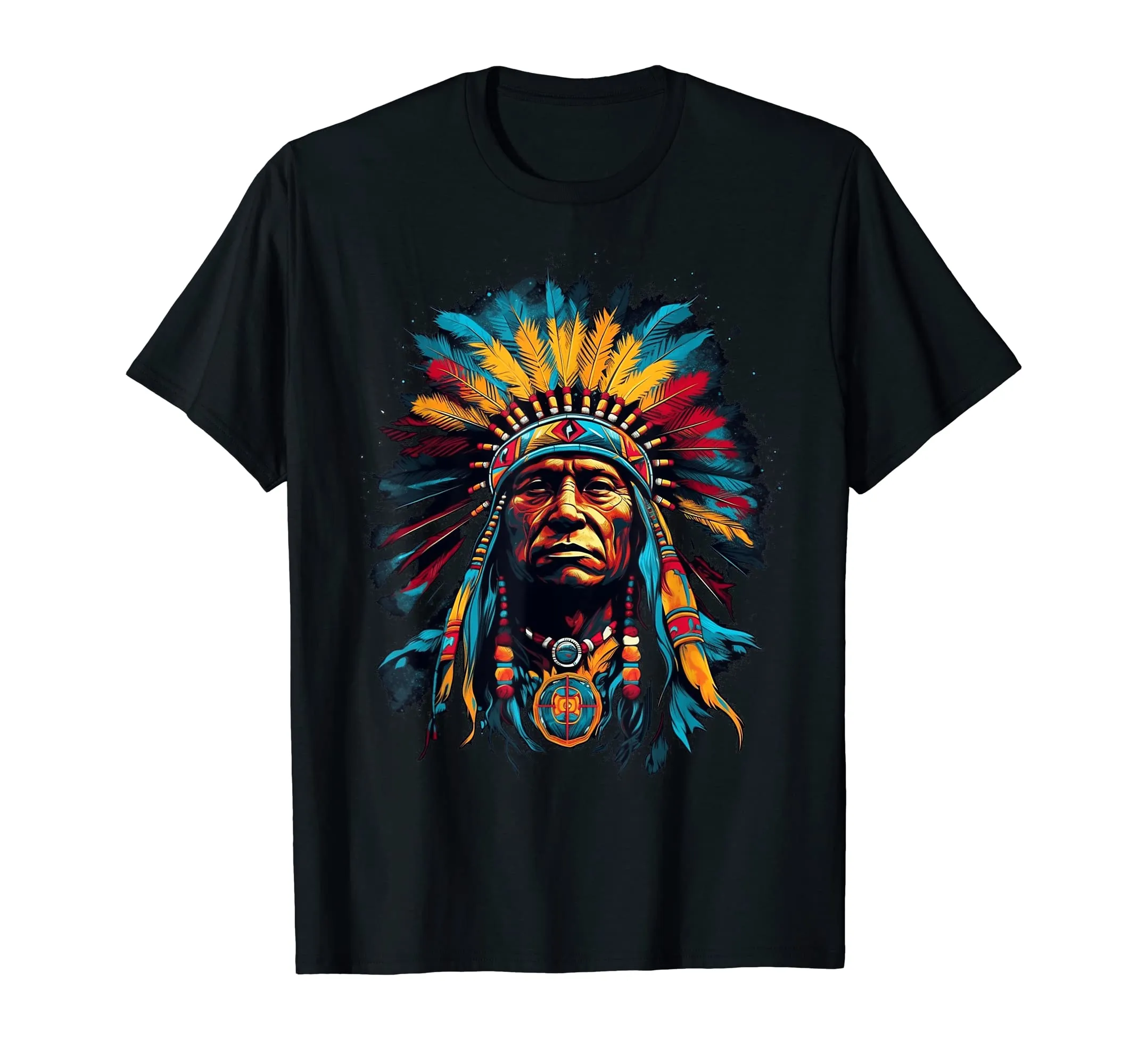 Native American Indian Headdress T-Shirt for Men Women Lightweight Classic Fit