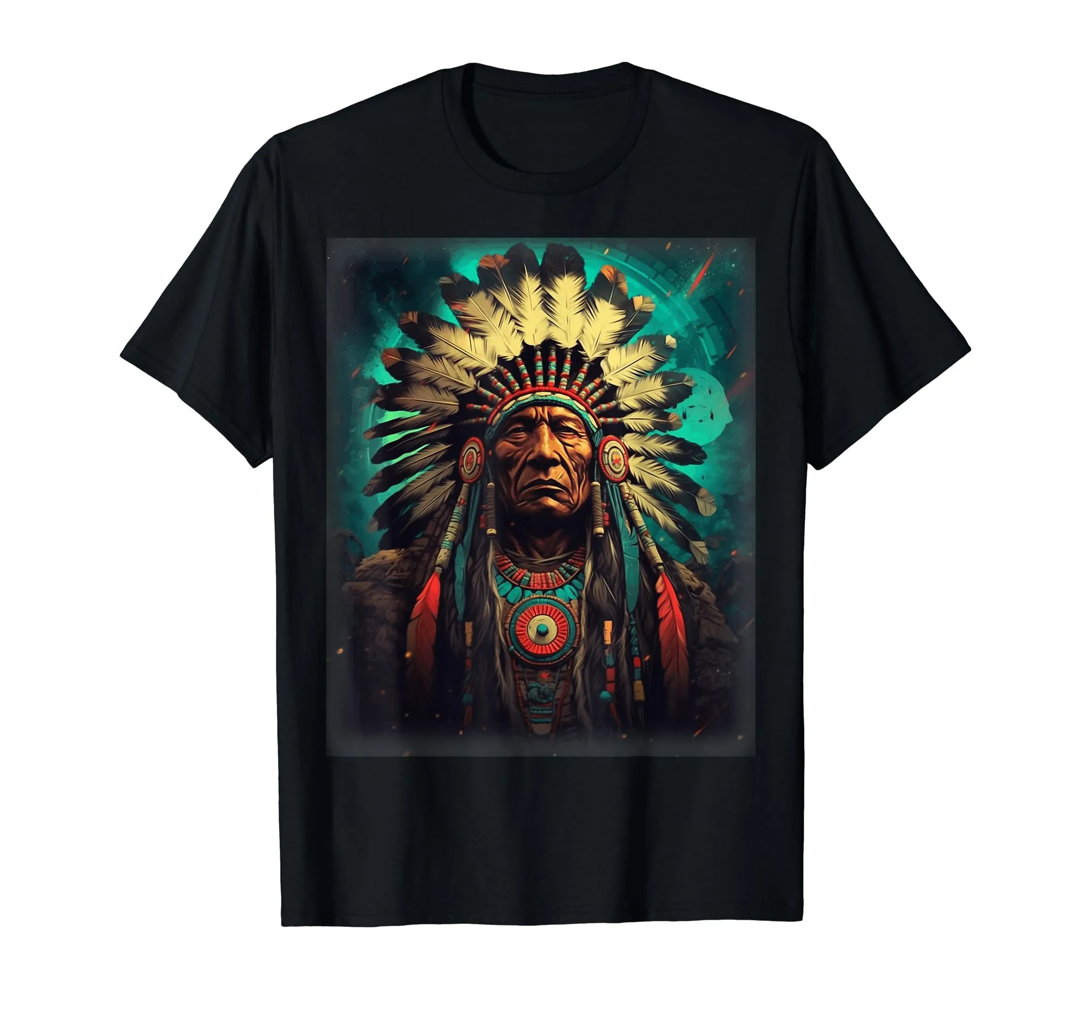 Native American Indian Headdress T-Shirt for Men Women, Lightweight Classic Fit Apparel