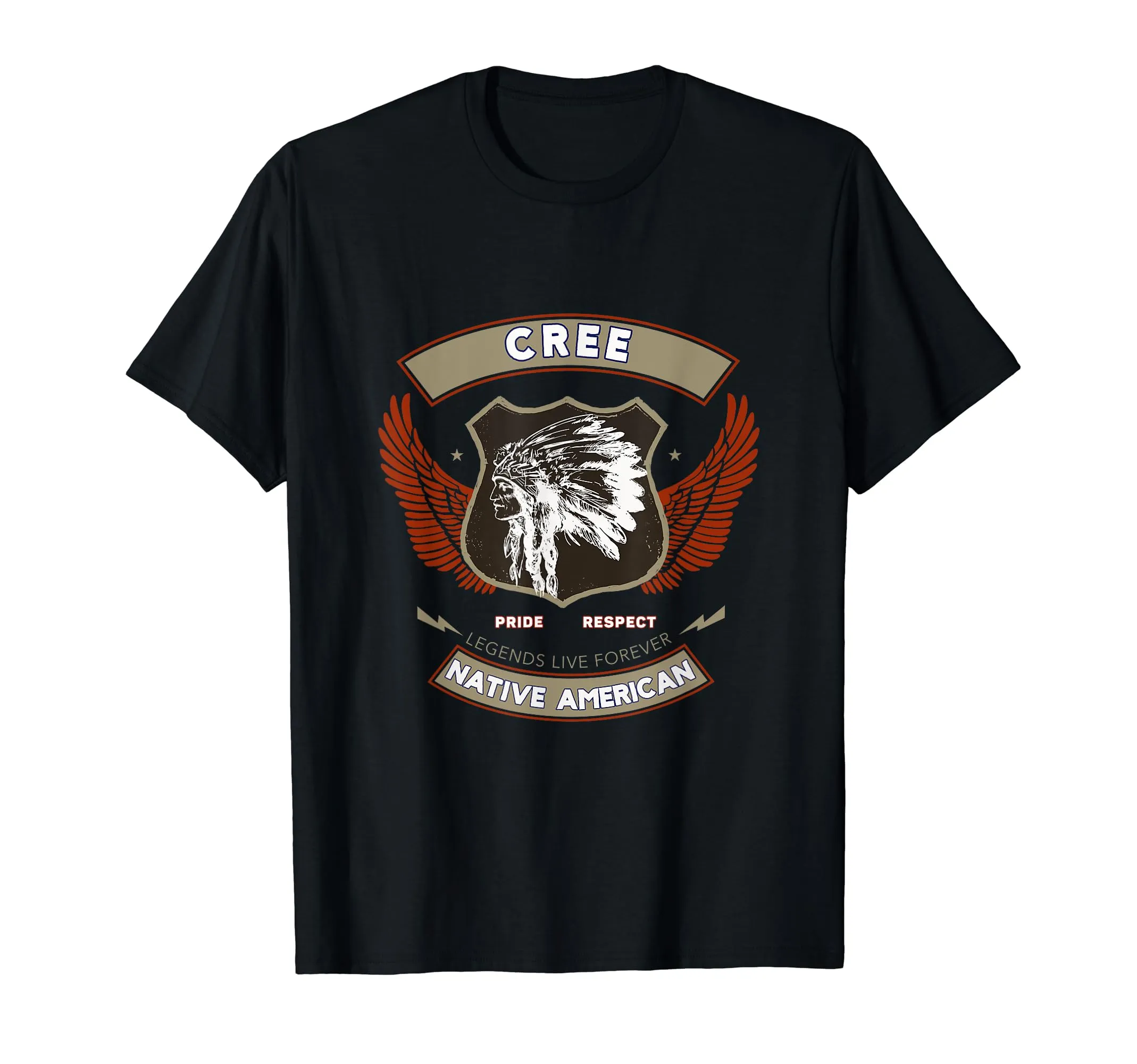 Native American Indian Pride Respect Retro T-Shirt - Cree Tribe, Lightweight Classic Fit