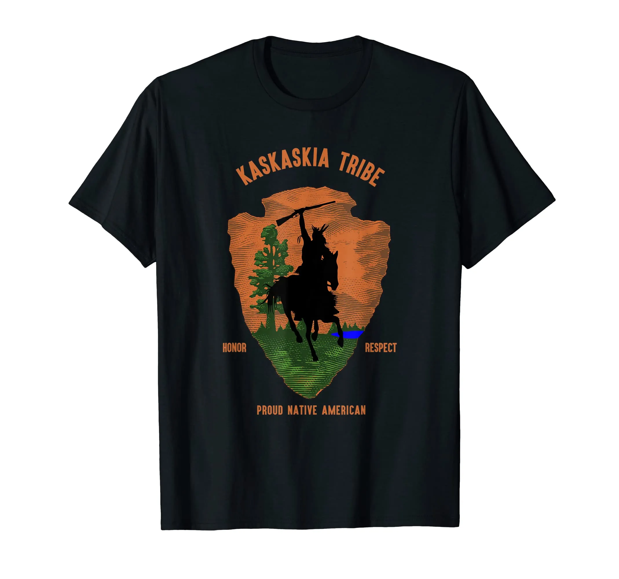 Native American Indian Pride Retro T-Shirt - Kaskaskia Tribe, Lightweight, Classic Fit