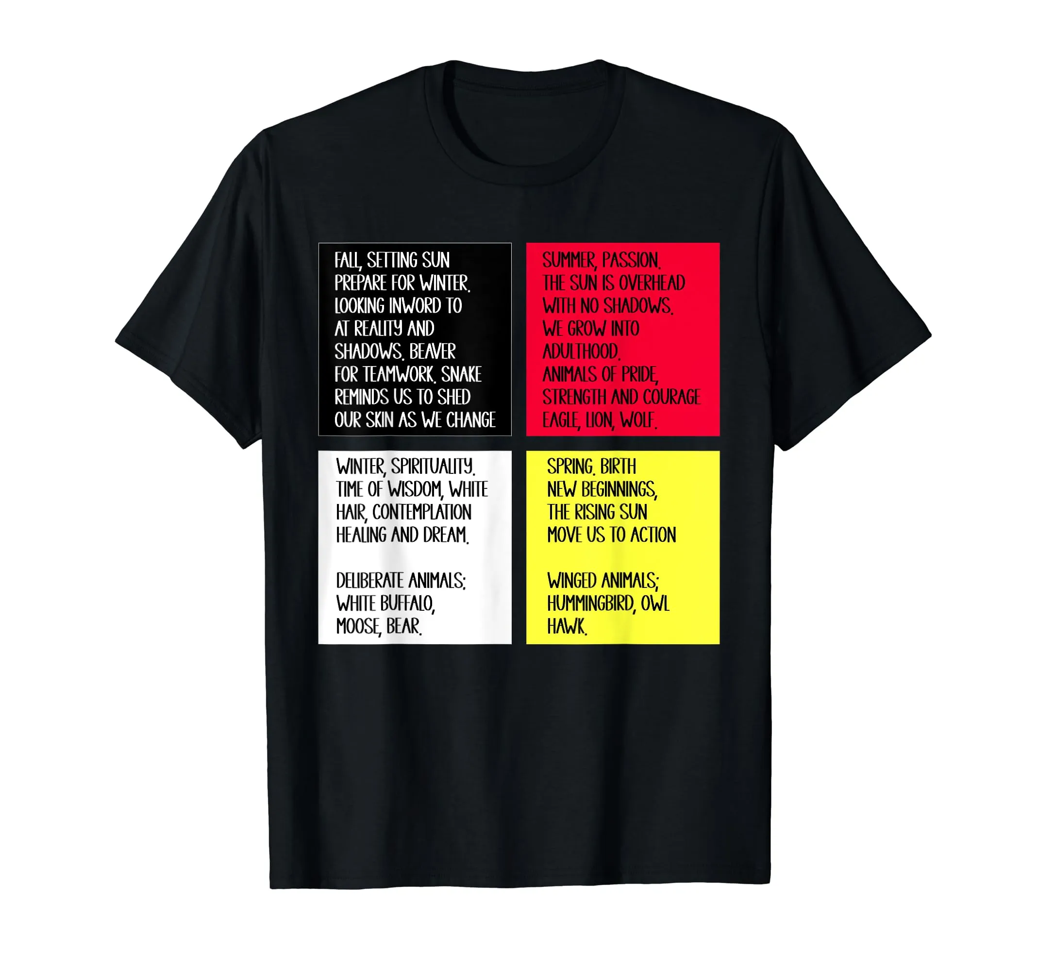 Native American Indian Words Cultural Medicine Wheel T-Shirt - Lightweight Classic Fit