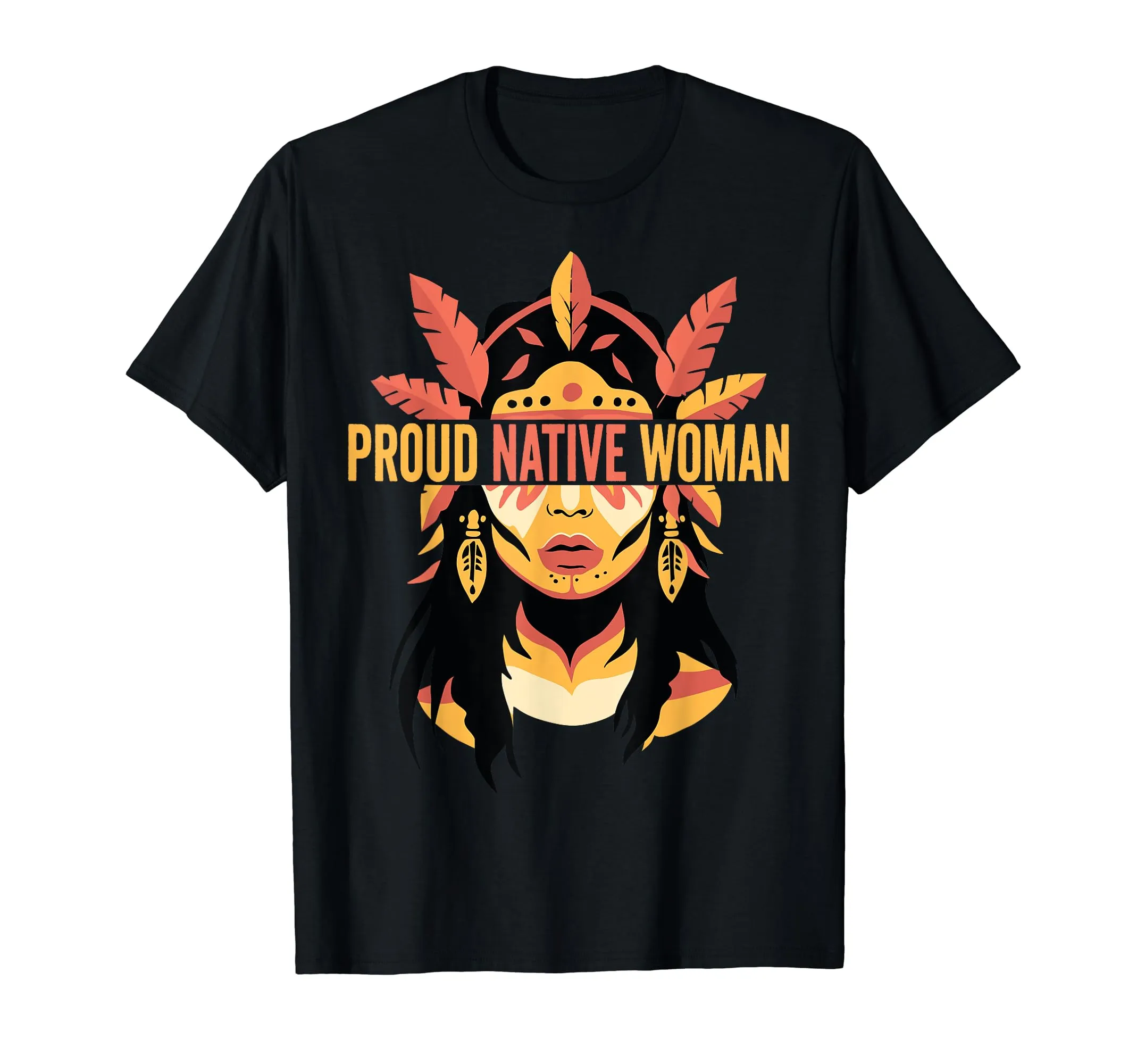 Native American Indigenous Girl with Feathers T-Shirt - Classic Fit, Lightweight, Tribal Design