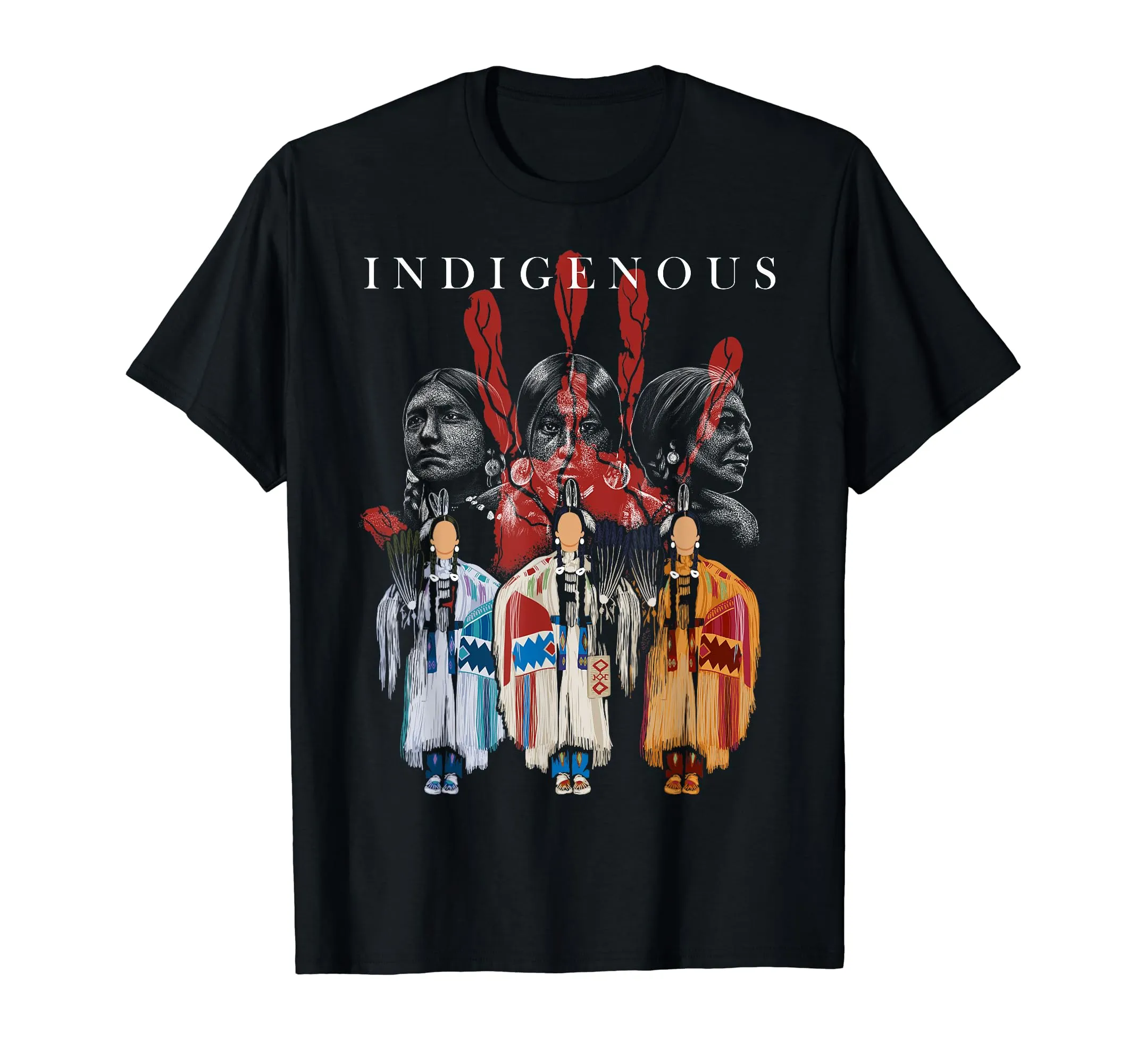 Native American Indigenous Red Hand Blood Themed T-Shirt - Celebrate Indigenous Peoples Day