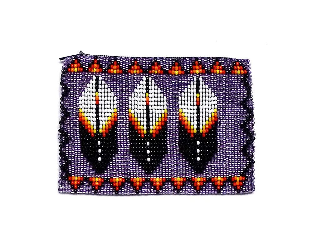 Native American Inspired Lavender Coin Purse - Handmade Czech Glass Seed Bead Pouch