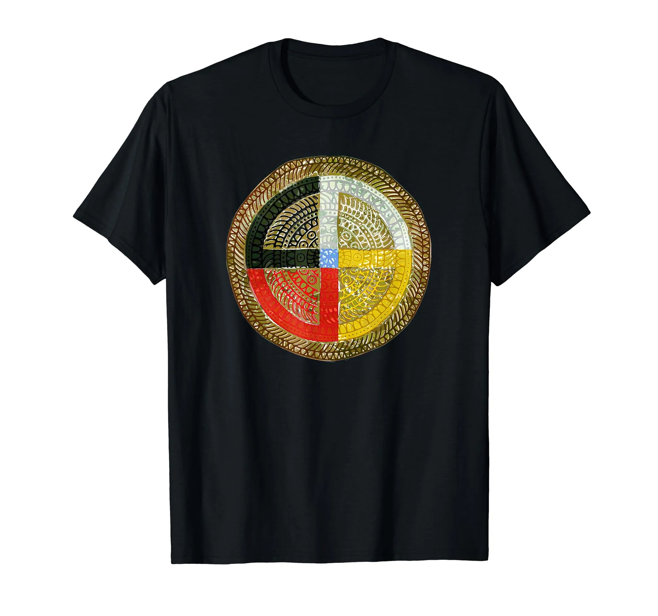 Native American Medicine Wheel Mandala T-Shirt - Lightweight, Classic Fit, Indigenous Design