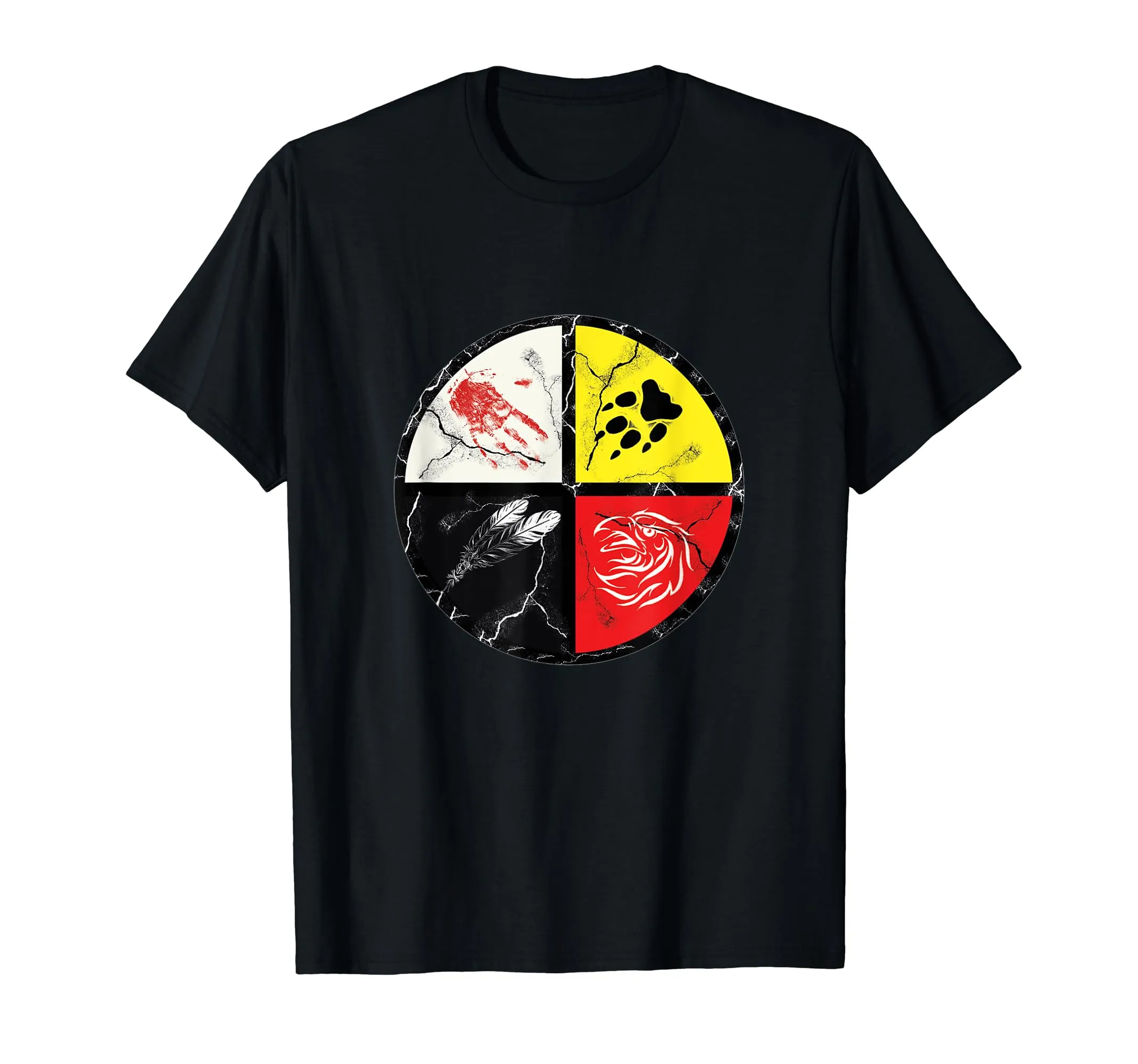 Native American Medicine Wheel T-Shirt - Lightweight Classic Fit, Unique Symbolic Design