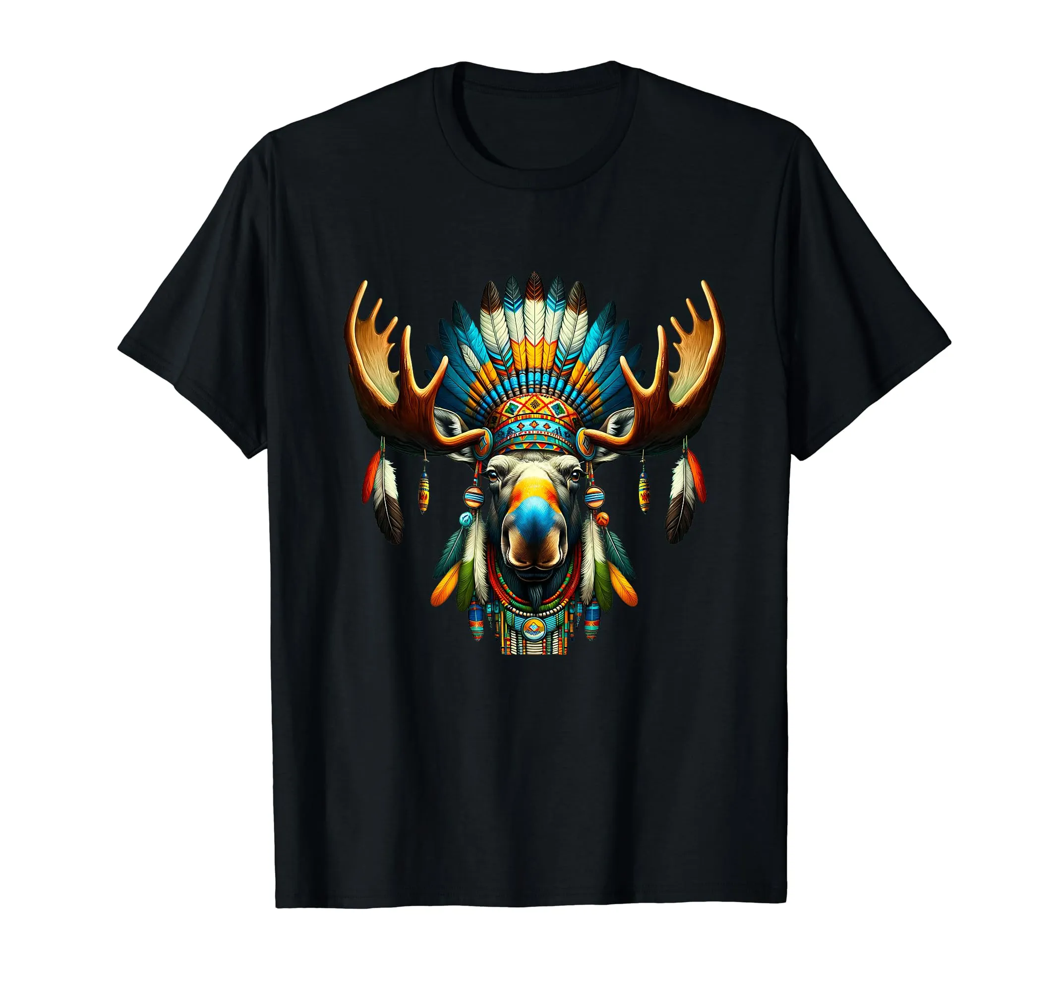 Native American Moose Feathers T-Shirt for All Ages, Classic Fit, Lightweight Design