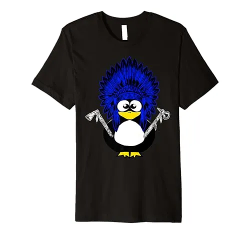 Native American Penguin Costume T-Shirt with Chief Headpiece