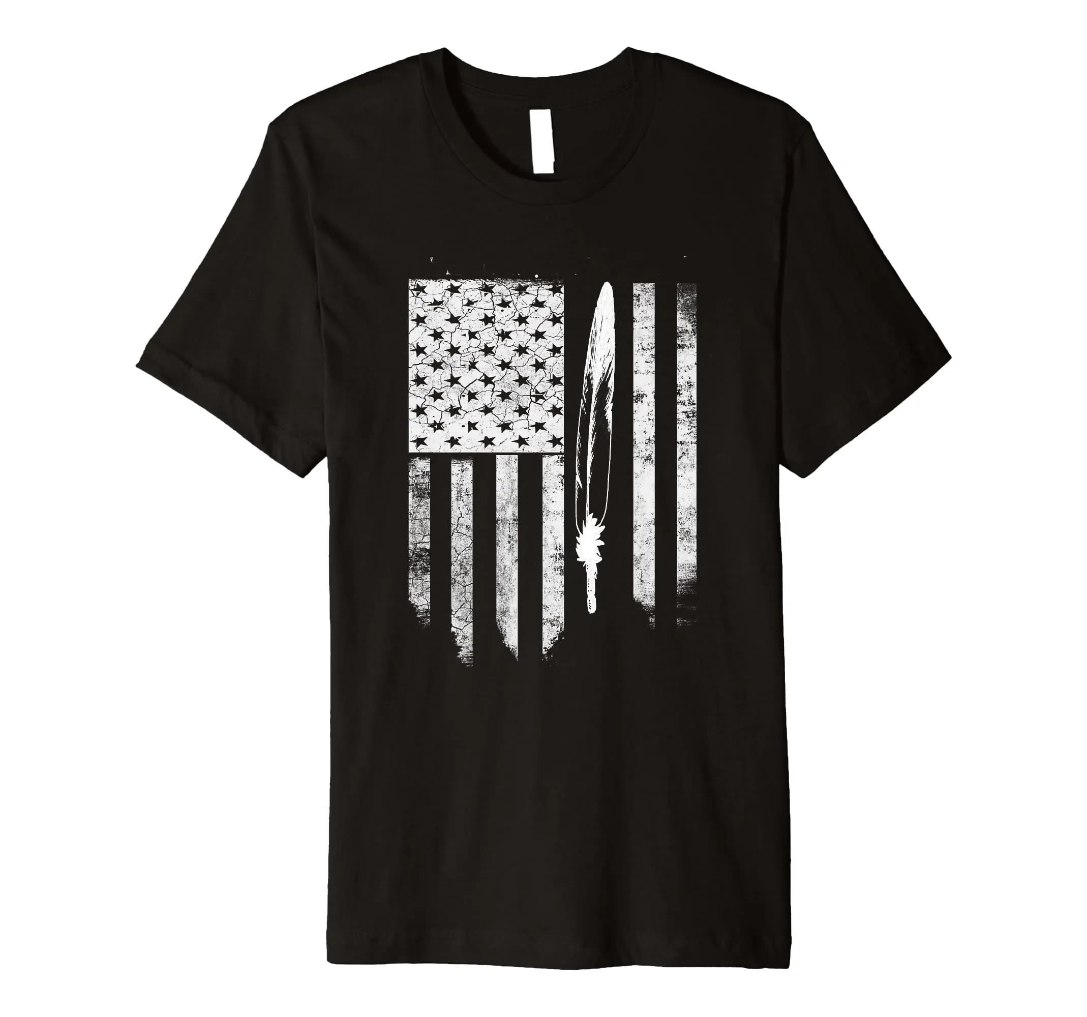 Native American Pride Shirt - Distressed Flag & Eagle Feather Design, Premium Quality