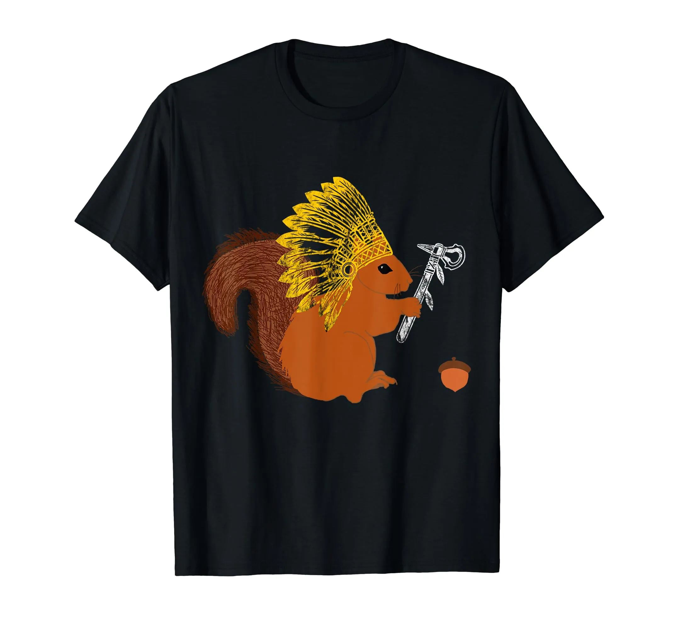 Native American Squirrel Chief Headdress T-Shirt for Indigenous People – Lightweight, Classic Fit