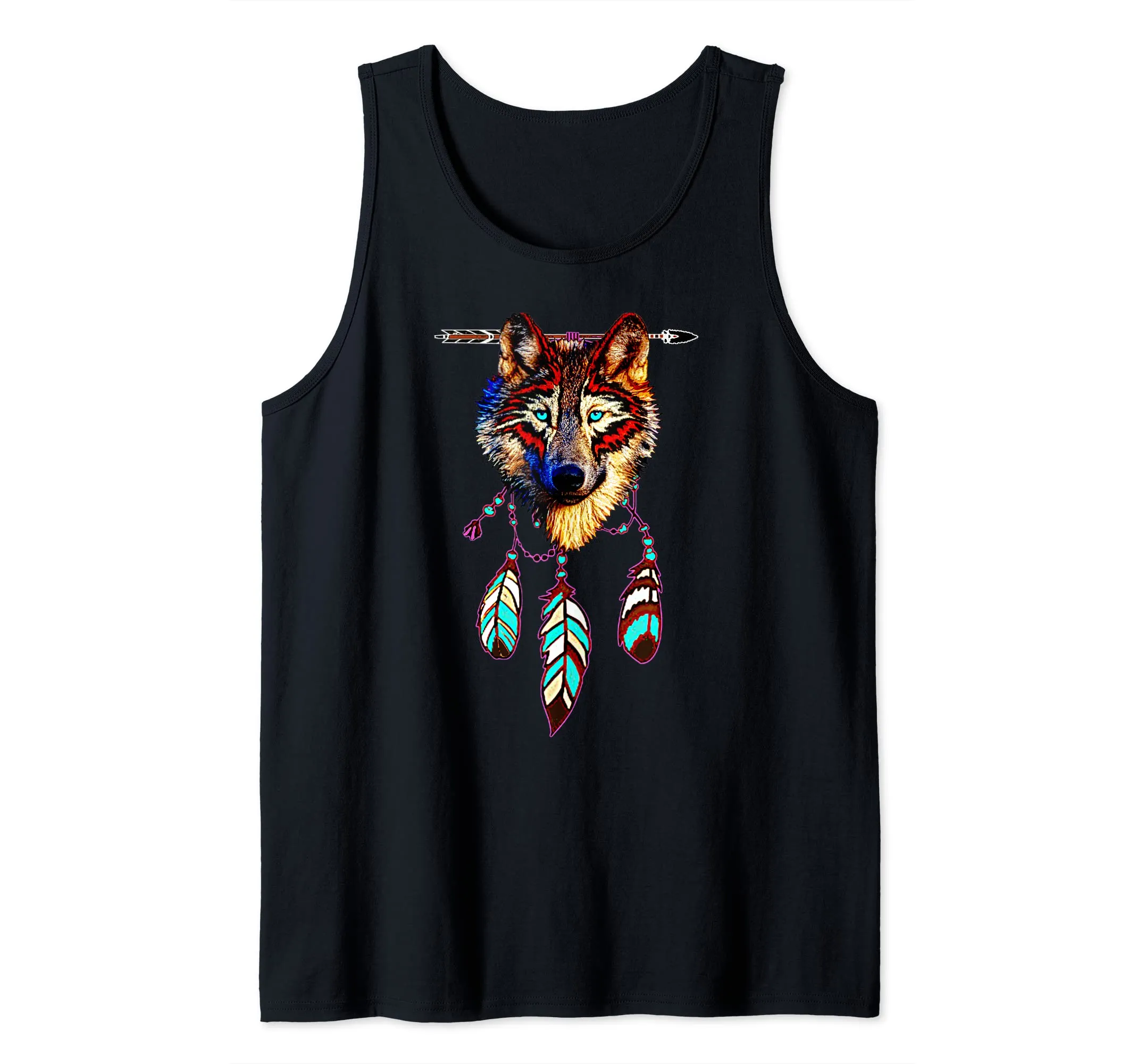 Native American Timber Wolf Dream Catcher Tribal Tank Top - Lightweight & Classic Fit