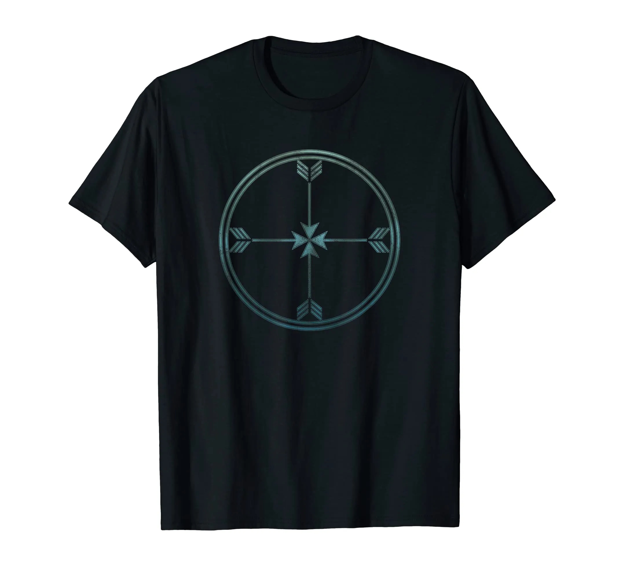 Native American Warrior Arrow Feathers Circle T-Shirt - Lightweight Classic Fit