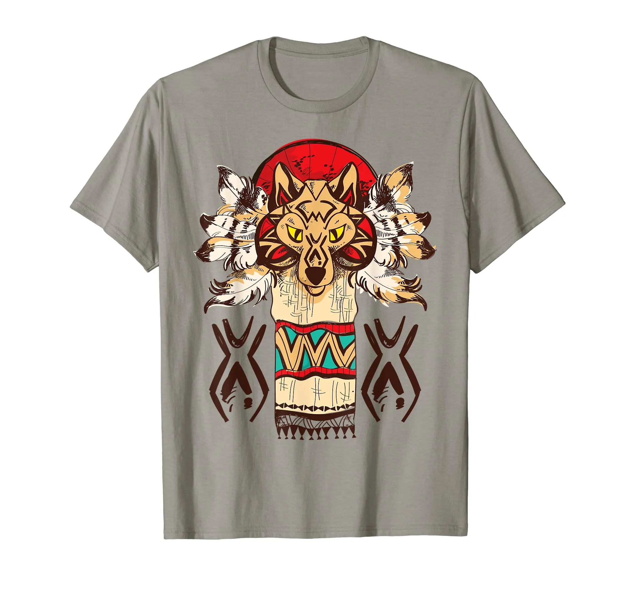 Native American Wolf Totem T-Shirt - Lightweight, Classic Fit, Ethnic Culture Apparel