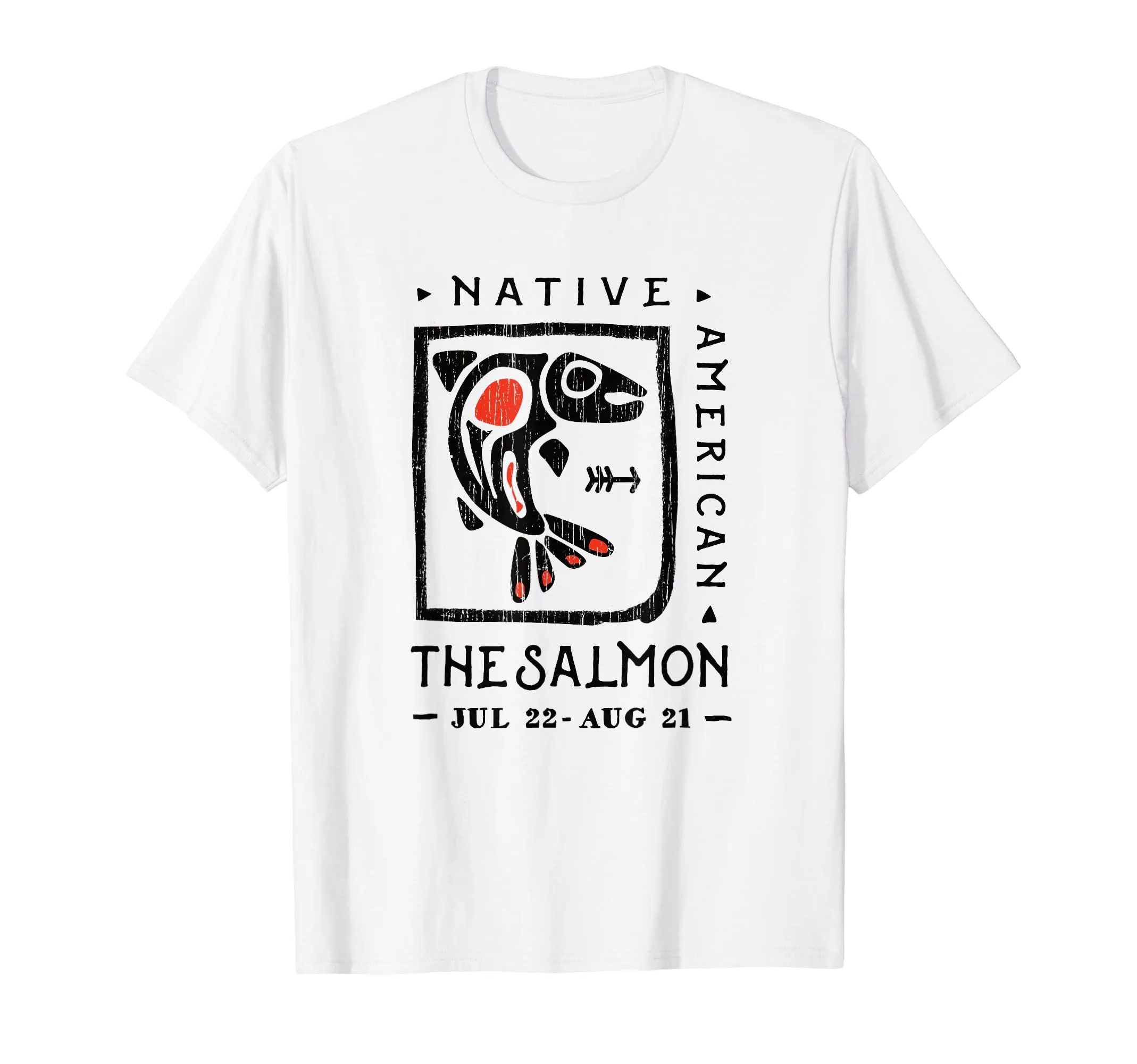 Native American Zodiac Signs Salmon Fish Spirit Animal T-Shirt - Lightweight Classic Fit