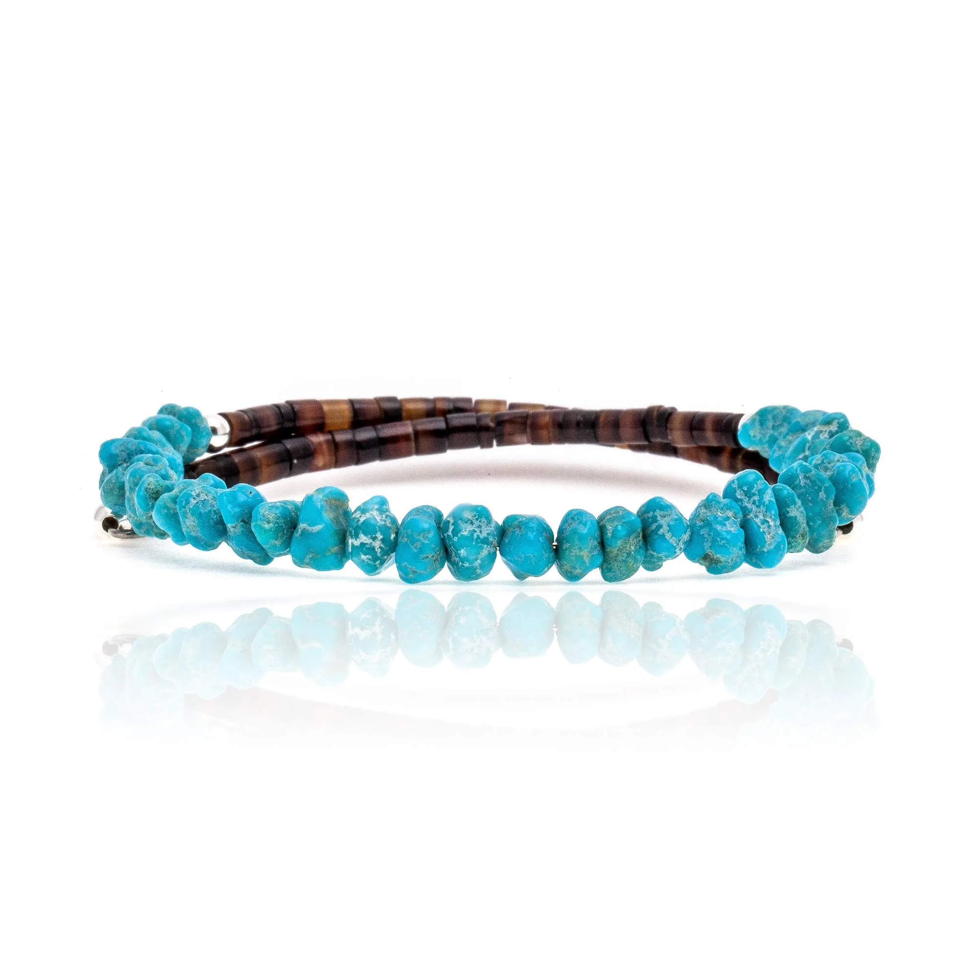 Natural Turquoise Adjustable Wrap Bracelet by Navajo Artisan - Unique Handcrafted Jewelry