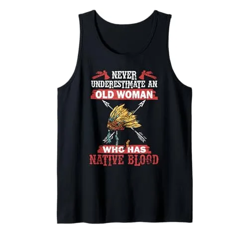 Never Underestimate Old Woman Tank Top - Native American Pride, Lightweight Classic Fit